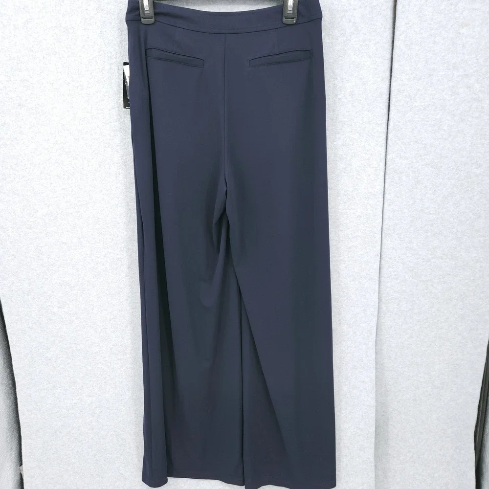Ralph Lauren Stretch Jersey Wide Leg Navy Button Dress Pants Womens Size 6 NWT - Picture 5 of 11